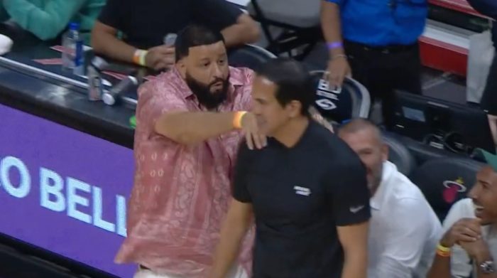 DJ Khaled Gave Erik Spoelstra An In-Game Shoulder Rub During Game 5 Of Heat-Sixers