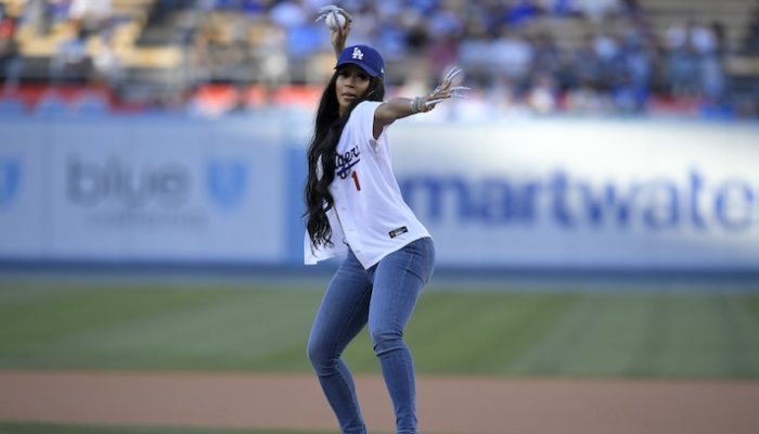 Watch Saweetie ‘Tap In’ To Her Inner Sandy Koufax As She Throws The First Pitch At The L.A. Dodgers Game