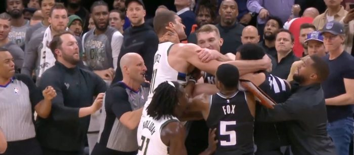 Brook Lopez And Trey Lyles Brawled After A Late Push Of Giannis In Bucks-Kings